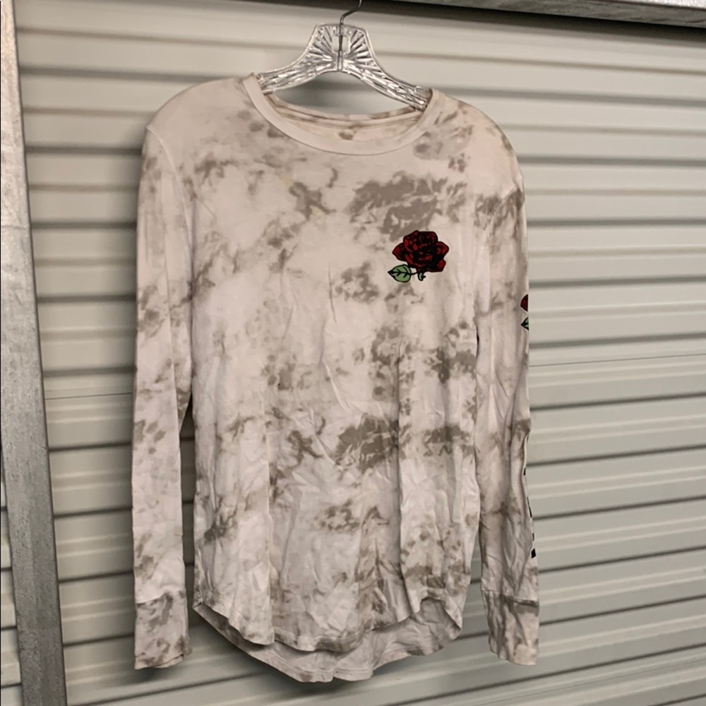 Hollister Brown and Tan Graphic Long Sleeve Tee